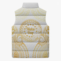 Cook Islands Gospel Day Sleeveless Puffer Jacket Happy Nuku Day Tiare Maori Gold