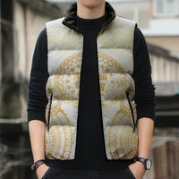 Cook Islands Gospel Day Sleeveless Puffer Jacket Happy Nuku Day Tiare Maori Gold