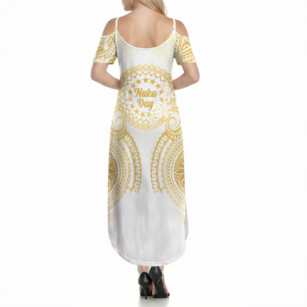 Cook Islands Gospel Day Summer Maxi Dress Happy Nuku Day Tiare Maori Gold LT14 - Polynesian Pride