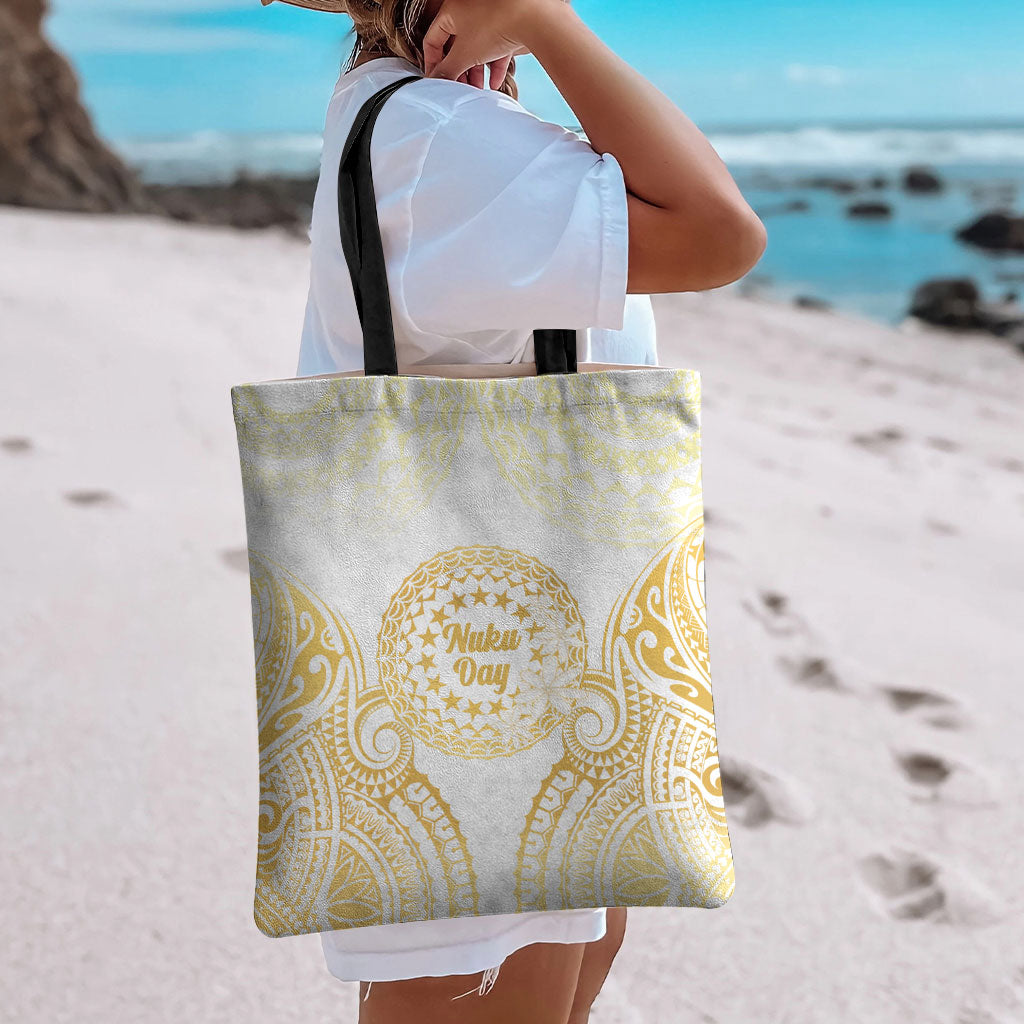 Cook Islands Gospel Day Tote Bag Happy Nuku Day Tiare Maori Gold LT14 - Polynesian Pride