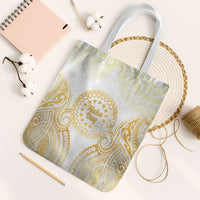 Cook Islands Gospel Day Tote Bag Happy Nuku Day Tiare Maori Gold LT14 White Strap One Size Gold - Polynesian Pride