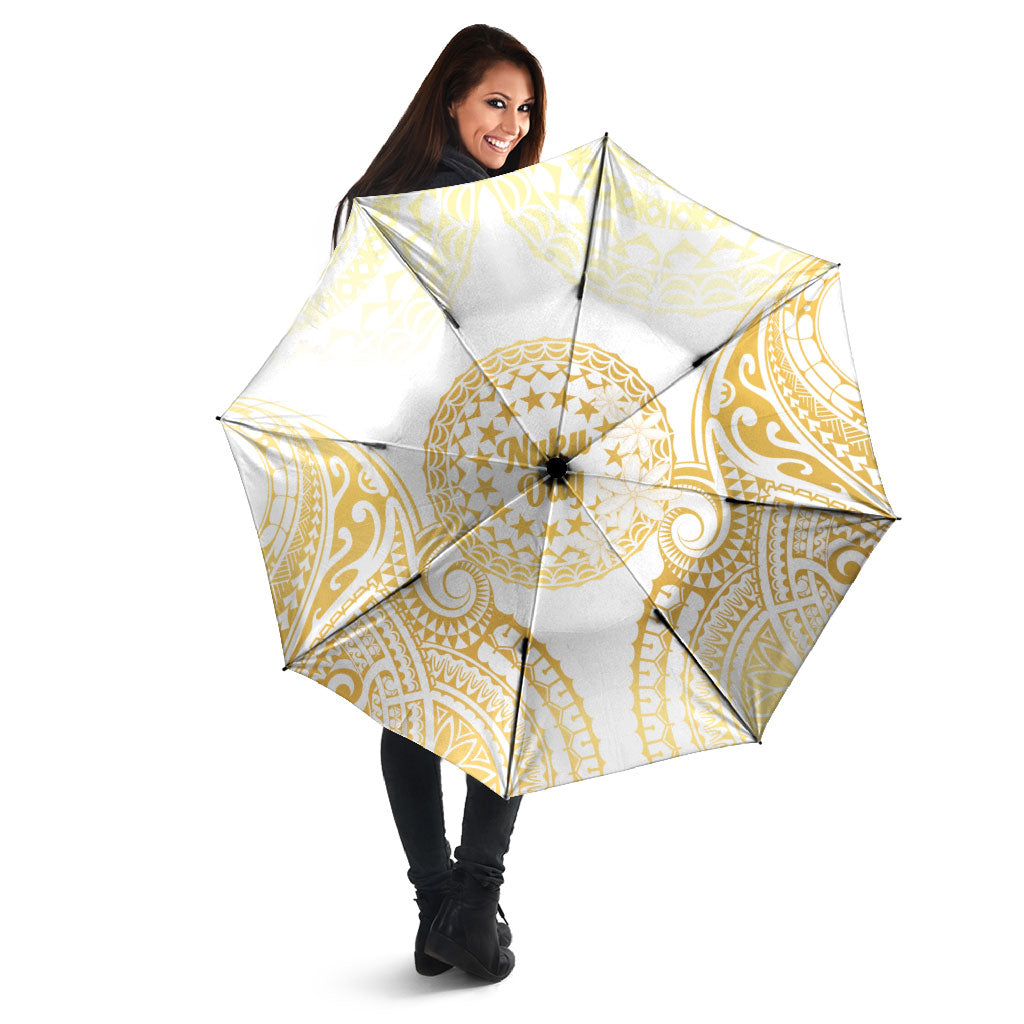 Cook Islands Gospel Day Umbrella Happy Nuku Day Tiare Maori Gold LT14 - Polynesian Pride