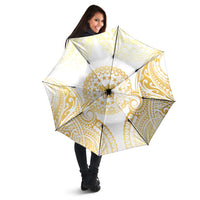 Cook Islands Gospel Day Umbrella Happy Nuku Day Tiare Maori Gold LT14 - Polynesian Pride
