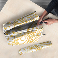 Cook Islands Gospel Day Umbrella Happy Nuku Day Tiare Maori Gold LT14 - Polynesian Pride