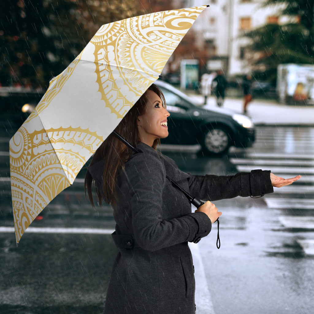 Cook Islands Gospel Day Umbrella Happy Nuku Day Tiare Maori Gold LT14 - Polynesian Pride