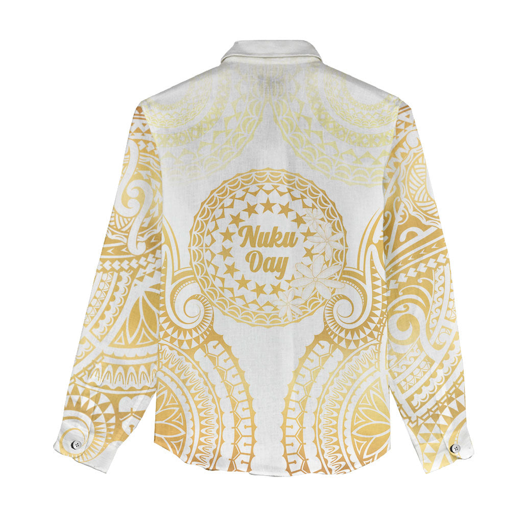 Cook Islands Gospel Day Women Casual Shirt Happy Nuku Day Tiare Maori Gold LT14 - Polynesian Pride