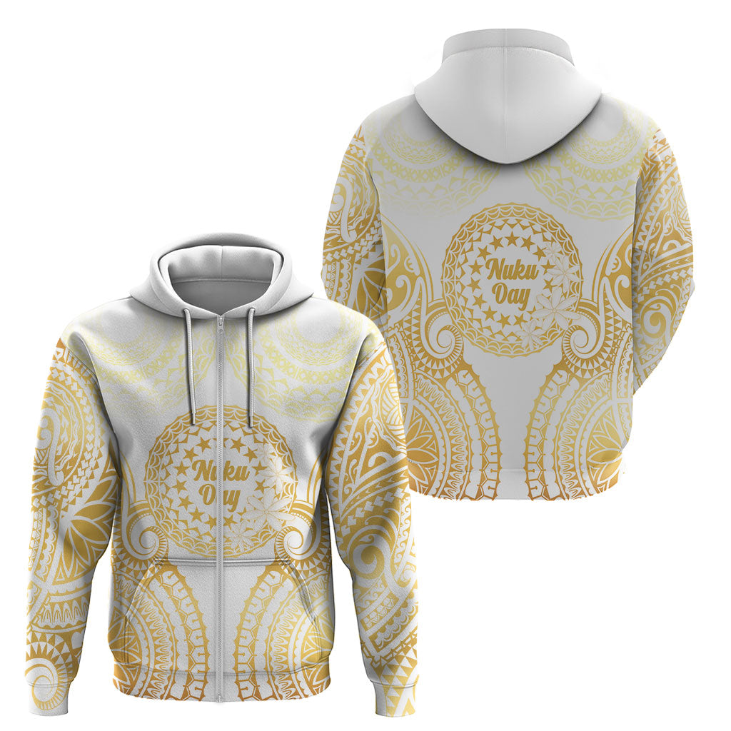 Cook Islands Gospel Day Zip Hoodie Happy Nuku Day Tiare Maori Gold LT14 - Polynesian Pride