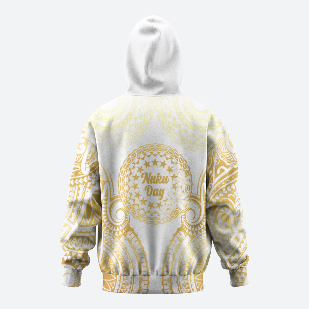 Cook Islands Gospel Day Zip Hoodie Happy Nuku Day Tiare Maori Gold LT14 - Polynesian Pride