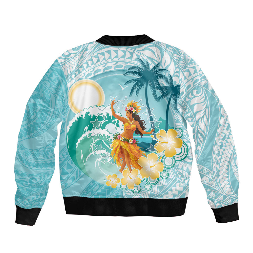 Ura Cook Islands Bomber Jacket Kuki 'Airani Traditional Dance Tropical Vibes