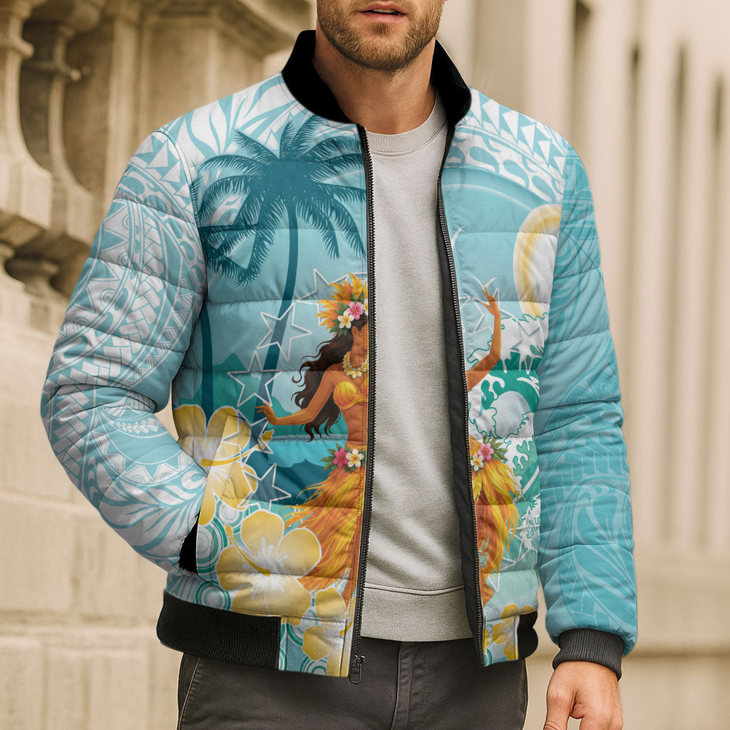Ura Cook Islands Bomber Puffer Jacket Kuki 'Airani Traditional Dance Tropical Vibes LT14 - Polynesian Pride
