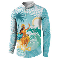 Ura Cook Islands Button Sweatshirt Kuki 'Airani Traditional Dance Tropical Vibes LT14 - Polynesian Pride