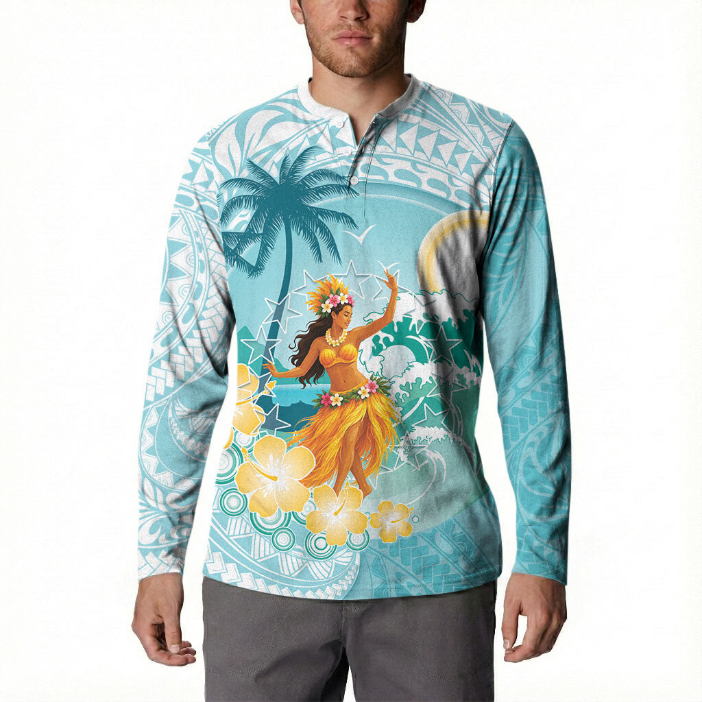 Ura Cook Islands Button Sweatshirt Kuki 'Airani Traditional Dance Tropical Vibes LT14 - Polynesian Pride