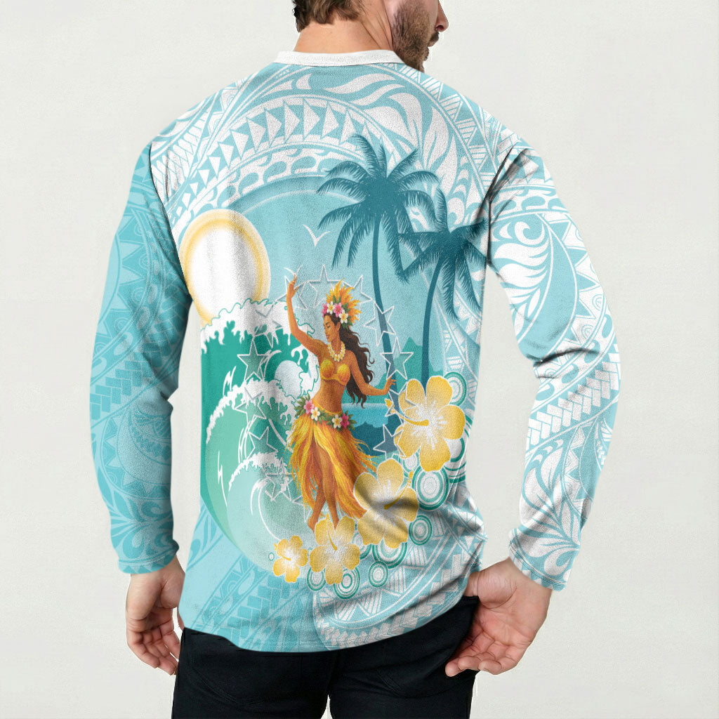 Ura Cook Islands Button Sweatshirt Kuki 'Airani Traditional Dance Tropical Vibes LT14 - Polynesian Pride