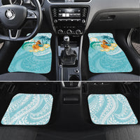 Ura Cook Islands Car Mats Kuki 'Airani Traditional Dance Tropical Vibes LT14 Set 4pcs Cyan - Polynesian Pride