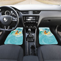 Ura Cook Islands Car Mats Kuki 'Airani Traditional Dance Tropical Vibes LT14 Set 2pcs - Front Cyan - Polynesian Pride