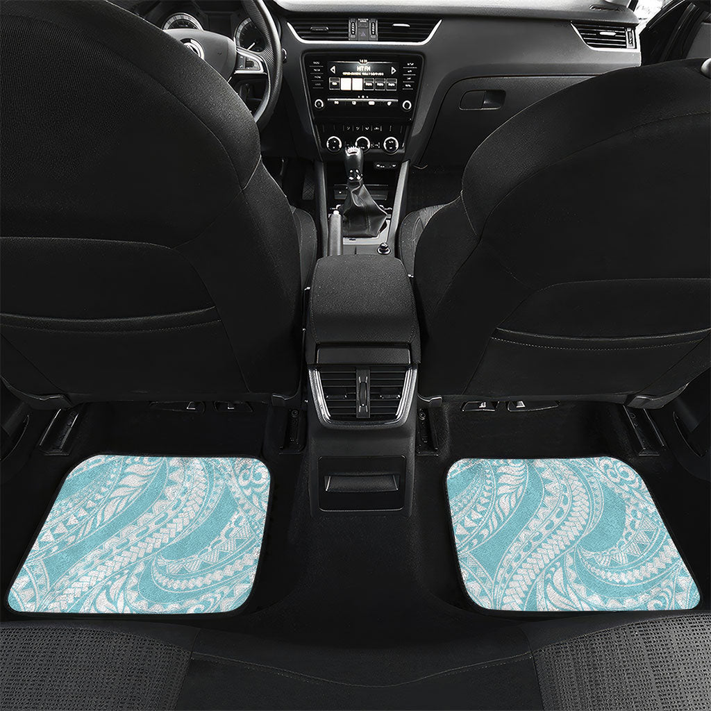 Ura Cook Islands Car Mats Kuki 'Airani Traditional Dance Tropical Vibes LT14 Set 2pcs - Back Cyan - Polynesian Pride