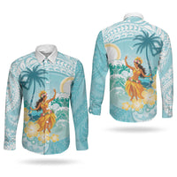 Ura Cook Islands Couples Matching Long Sleeve Bodycon Dress and Long Sleeve Button Shirt Kuki 'Airani Traditional Dance Tropical Vibes