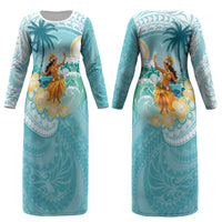 Ura Cook Islands Couples Matching Long Sleeve Bodycon Dress and Long Sleeve Button Shirt Kuki 'Airani Traditional Dance Tropical Vibes
