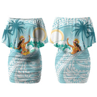 Ura Cook Islands Couples Matching Off Shoulder Short Dress and Hawaiian Shirt Kuki 'Airani Traditional Dance Tropical Vibes