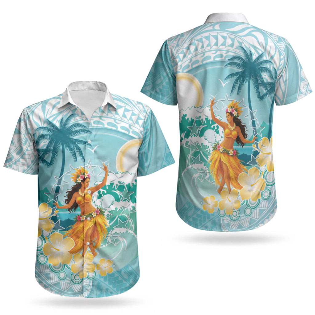 Ura Cook Islands Couples Matching Off Shoulder Short Dress and Hawaiian Shirt Kuki 'Airani Traditional Dance Tropical Vibes