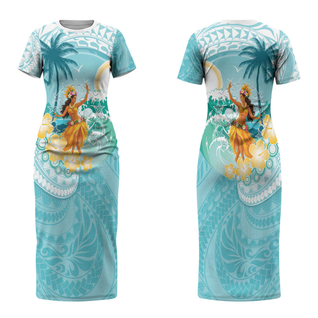 Ura Cook Islands Couples Matching Short Sleeve Bodycon Dress and Hawaiian Shirt Kuki 'Airani Traditional Dance Tropical Vibes LT14 - Polynesian Pride