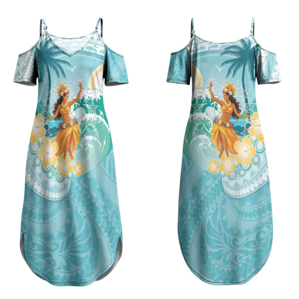 Ura Cook Islands Couples Matching Summer Maxi Dress and Long Sleeve Button Shirt Kuki 'Airani Traditional Dance Tropical Vibes LT14 - Polynesian Pride