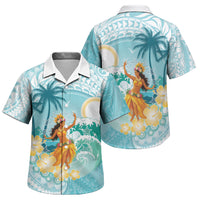 Ura Cook Islands Family Matching Tank Maxi Dress and Hawaiian Shirt Kuki 'Airani Traditional Dance Tropical Vibes LT14 Son's Shirt Cyan - Polynesian Pride