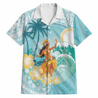 Ura Cook Islands Hawaiian Shirt Kuki 'Airani Traditional Dance Tropical Vibes LT14 Cyan - Polynesian Pride