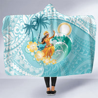 Ura Cook Islands Hooded Blanket Kuki 'Airani Traditional Dance Tropical Vibes LT14 One Size Cyan - Polynesian Pride