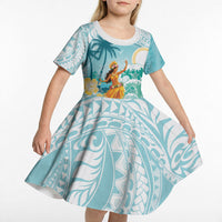 Ura Cook Islands Kid Short Sleeve Dress Kuki 'Airani Traditional Dance Tropical Vibes LT14 - Polynesian Pride