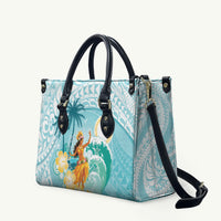 Ura Cook Islands Leather Bag Kuki 'Airani Traditional Dance Tropical Vibes LT14 Cyan - Polynesian Pride