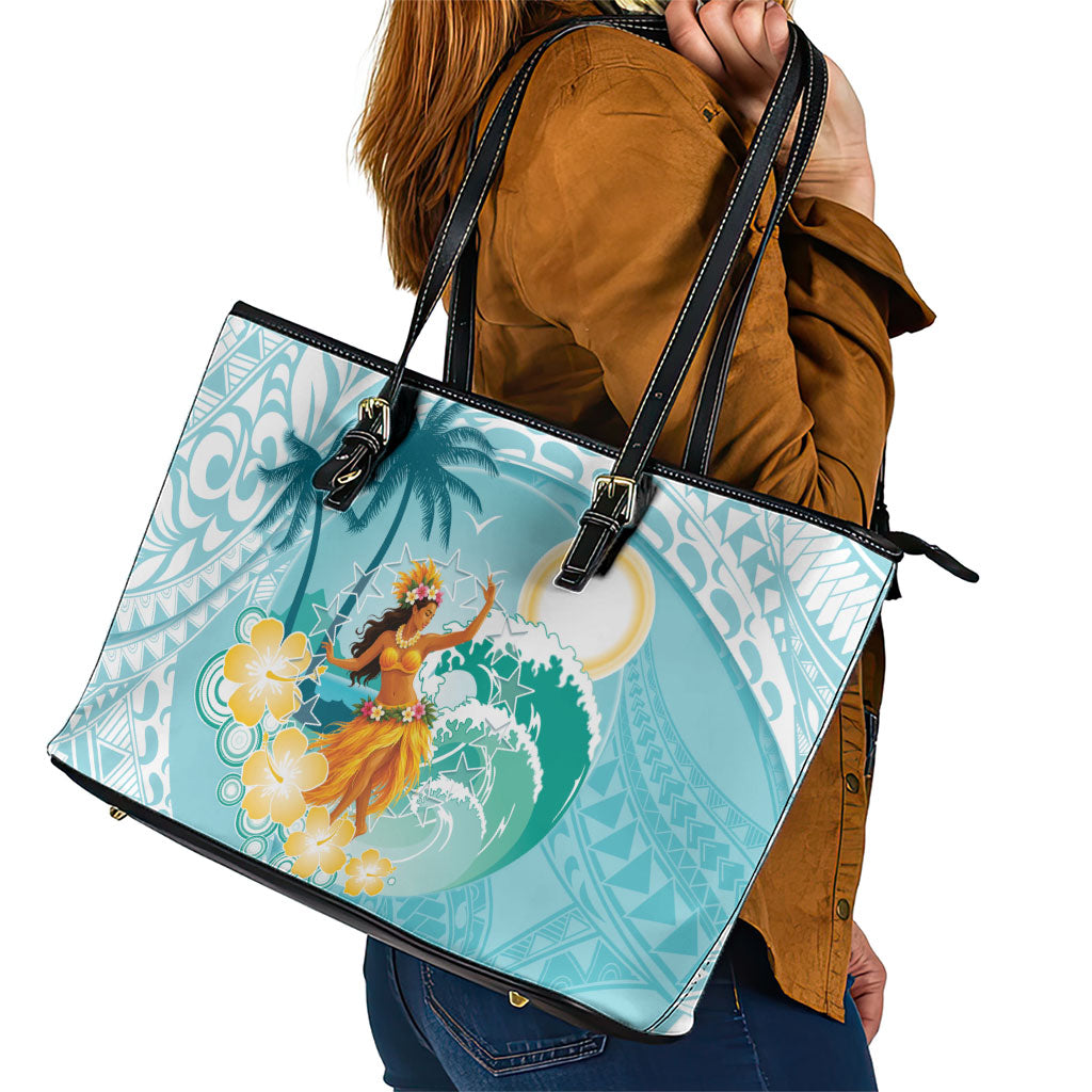 Ura Cook Islands Leather Tote Bag Kuki 'Airani Traditional Dance Tropical Vibes LT14 - Polynesian Pride