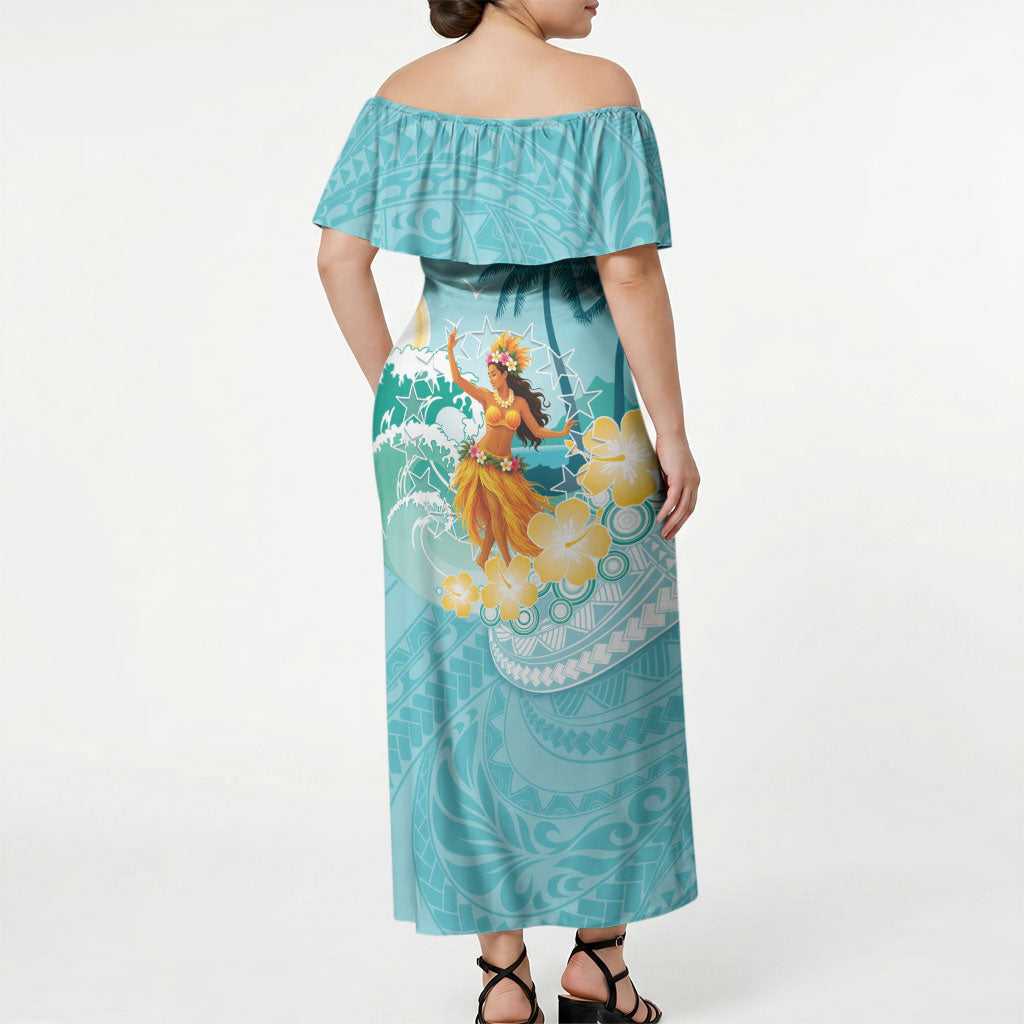 Ura Cook Islands Off Shoulder Maxi Dress Kuki 'Airani Traditional Dance Tropical Vibes