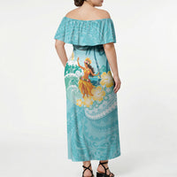 Ura Cook Islands Off Shoulder Maxi Dress Kuki 'Airani Traditional Dance Tropical Vibes