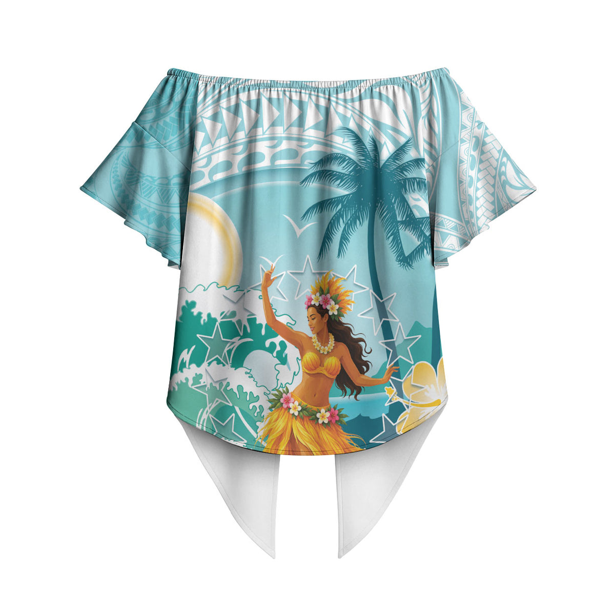 Ura Cook Islands Off Shoulder Wrap Waist Top Kuki 'Airani Traditional Dance Tropical Vibes LT14 - Polynesian Pride