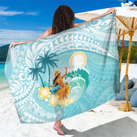 Ura Cook Islands Sarong Kuki 'Airani Traditional Dance Tropical Vibes LT14 One Size 44 x 66 inches Cyan - Polynesian Pride