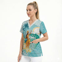 Ura Cook Islands Scrub Top Kuki 'Airani Traditional Dance Tropical Vibes LT14 - Polynesian Pride