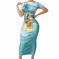 Ura Cook Islands Short Sleeve Bodycon Dress Kuki 'Airani Traditional Dance Tropical Vibes