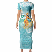 Ura Cook Islands Short Sleeve Bodycon Dress Kuki 'Airani Traditional Dance Tropical Vibes