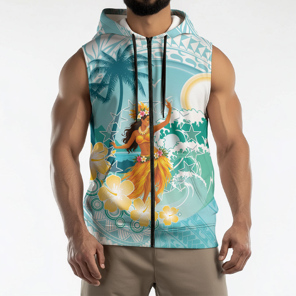 Ura Cook Islands Sleeveless Zip Hoodie Kuki 'Airani Traditional Dance Tropical Vibes LT14 - Polynesian Pride