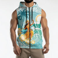 Ura Cook Islands Sleeveless Zip Hoodie Kuki 'Airani Traditional Dance Tropical Vibes LT14 - Polynesian Pride