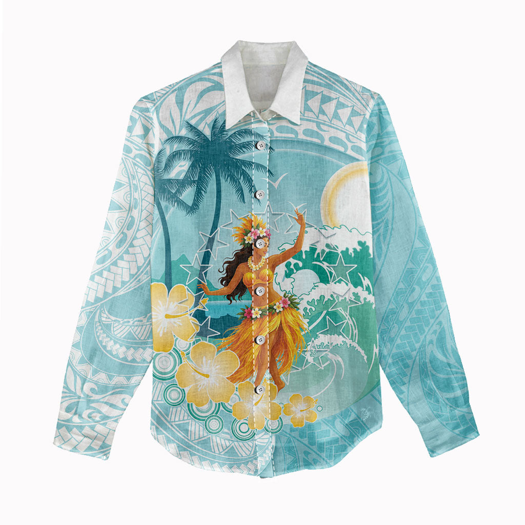 Ura Cook Islands Women Casual Shirt Kuki 'Airani Traditional Dance Tropical Vibes LT14 - Polynesian Pride