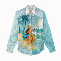 Ura Cook Islands Women Casual Shirt Kuki 'Airani Traditional Dance Tropical Vibes LT14 - Polynesian Pride