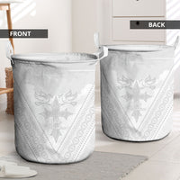 Peniamina Gospel Day Niue Laundry Basket Cross Dove Hiapo Pattern White LT14 - Polynesian Pride