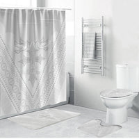 Peniamina Gospel Day Niue Bathroom Set Cross Dove Hiapo Pattern White LT14 Bathroom Set (4 pcs) White - Polynesian Pride