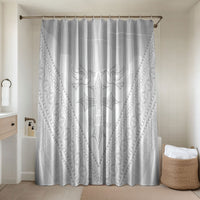 Peniamina Gospel Day Niue Bathroom Set Cross Dove Hiapo Pattern White LT14 Shower Curtain Only White - Polynesian Pride