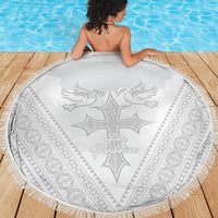 Peniamina Gospel Day Niue Beach Blanket Cross Dove Hiapo Pattern White LT14 - Polynesian Pride