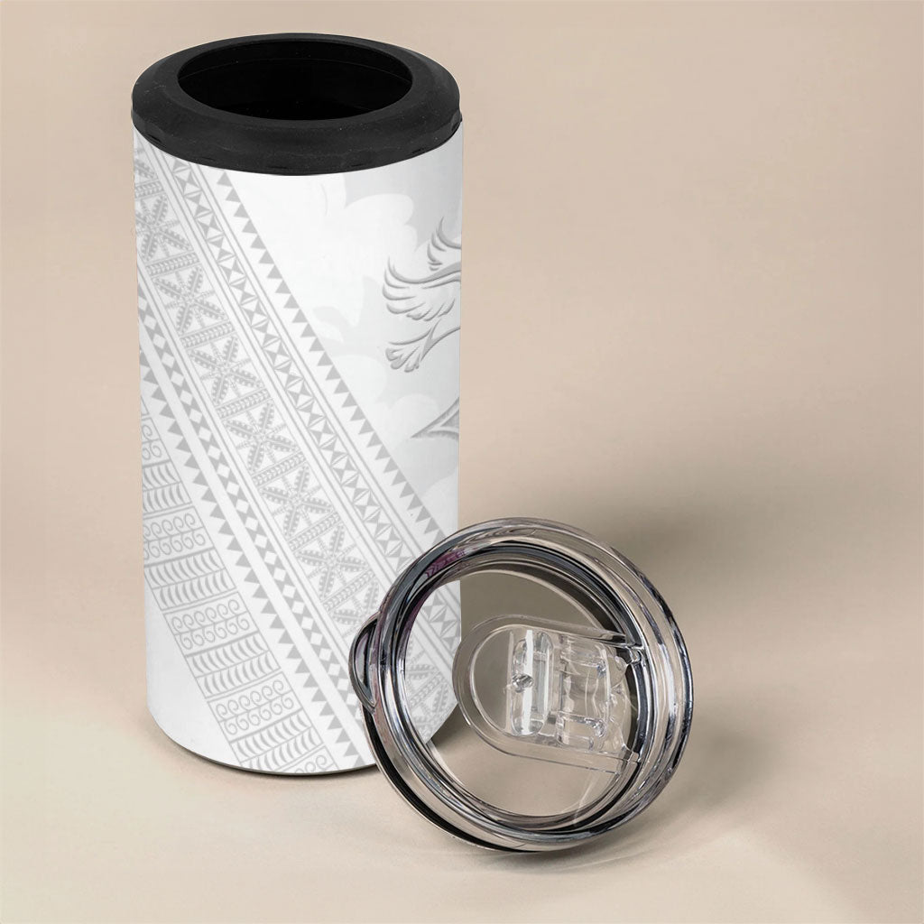 Peniamina Gospel Day Niue 4 in 1 Can Cooler Tumbler Cross Dove Hiapo Pattern White LT14 - Polynesian Pride