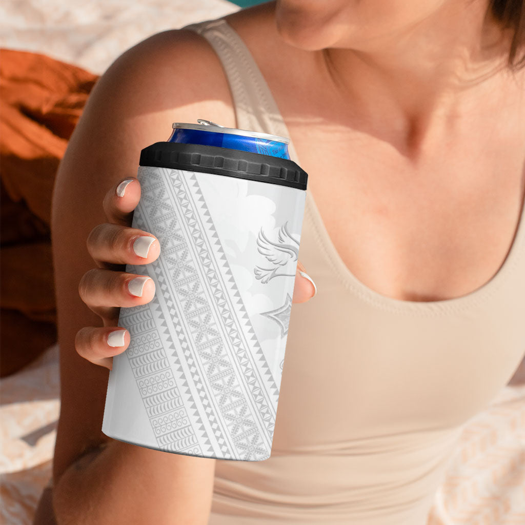 Peniamina Gospel Day Niue 4 in 1 Can Cooler Tumbler Cross Dove Hiapo Pattern White LT14 - Polynesian Pride