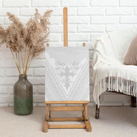 Peniamina Gospel Day Niue Canvas Wall Art Cross Dove Hiapo Pattern White LT14 - Polynesian Pride